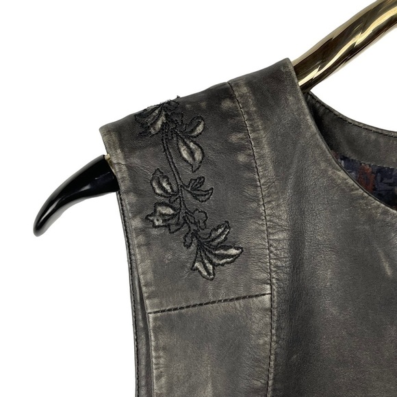 HUGO BOSS DISTRESSED LEATHER SLEEVELESS EMBROIDERED FITTED SHEATH MINI DRESS - Picture 11 of 15